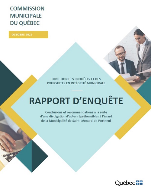 Télécharger le document Conclusions et recommandations à la suite d’une divulgation d’actes répréhensibles à l’égard de la Municipalité de Saint-Léonard-de-Portneuf au format PDF dans une nouvelle fenêtre